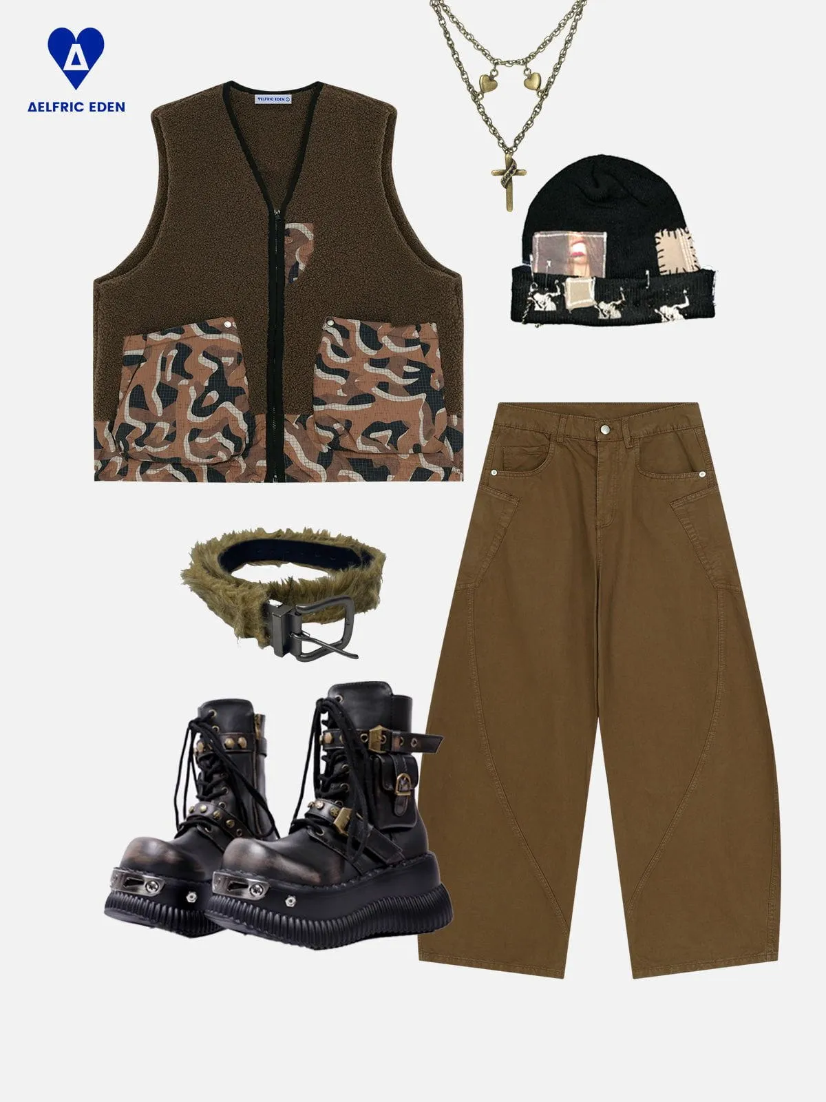 Aelfric Eden Coffee Camouflage Down Vest