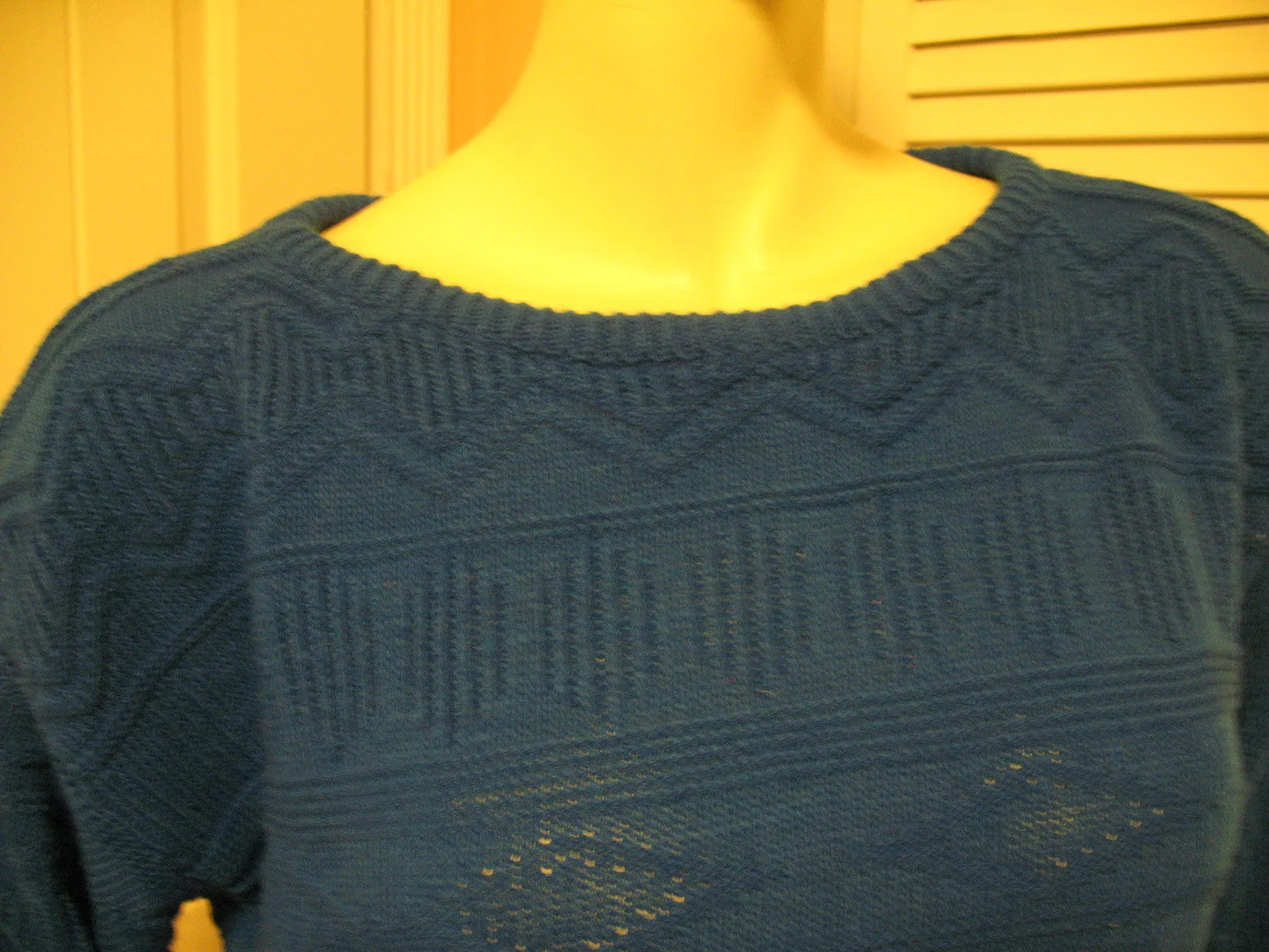 AMERICAN PRIDE Vintage Made In USA Womens Sweaters Blue Pullover Crew Neck Cable Knit Sweater Top Long Sleeve Large L
