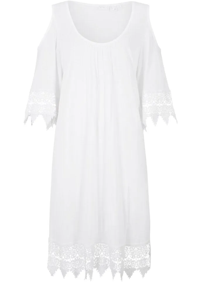 Bpc Selection Off Shoulder Beach Shirt Dress, White