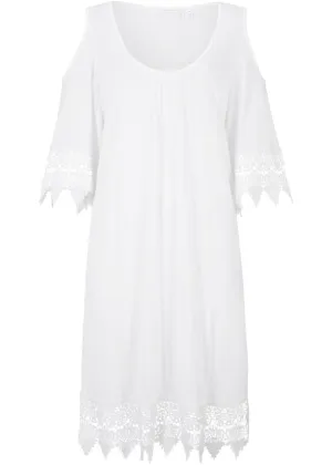 Bpc Selection Off Shoulder Beach Shirt Dress, White