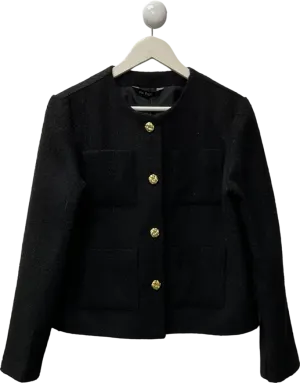 f&f Black Tweed Jacket With Gold Button Detailing UK 12