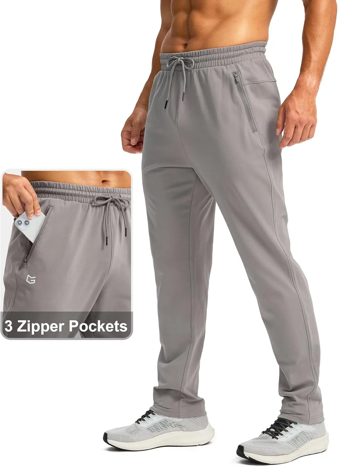G Gradual Men's Fleece Lined Winter Pants with 3 Zipper Pockets Warm Athletic Joggers Workout Running Sweatpants for Men