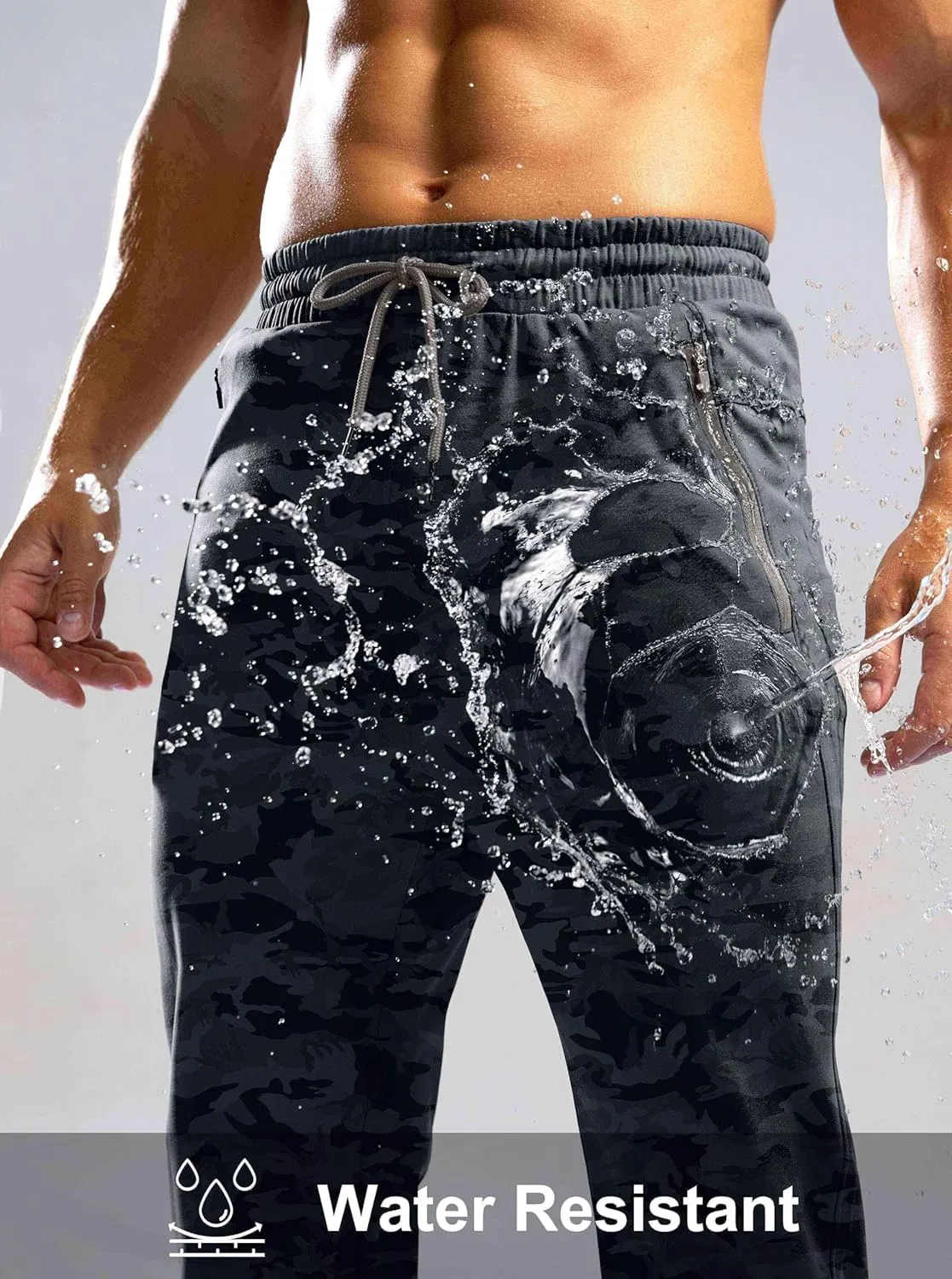 G Gradual Men's Fleece Lined Winter Pants with 3 Zipper Pockets Warm Athletic Joggers Workout Running Sweatpants for Men