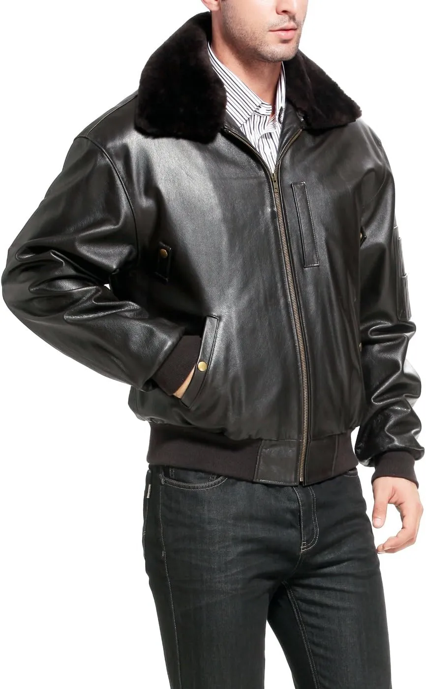 Landing Leathers Men Air Force B-15 Leather Flight Bomber Jacket (Also available in Big & Tall)
