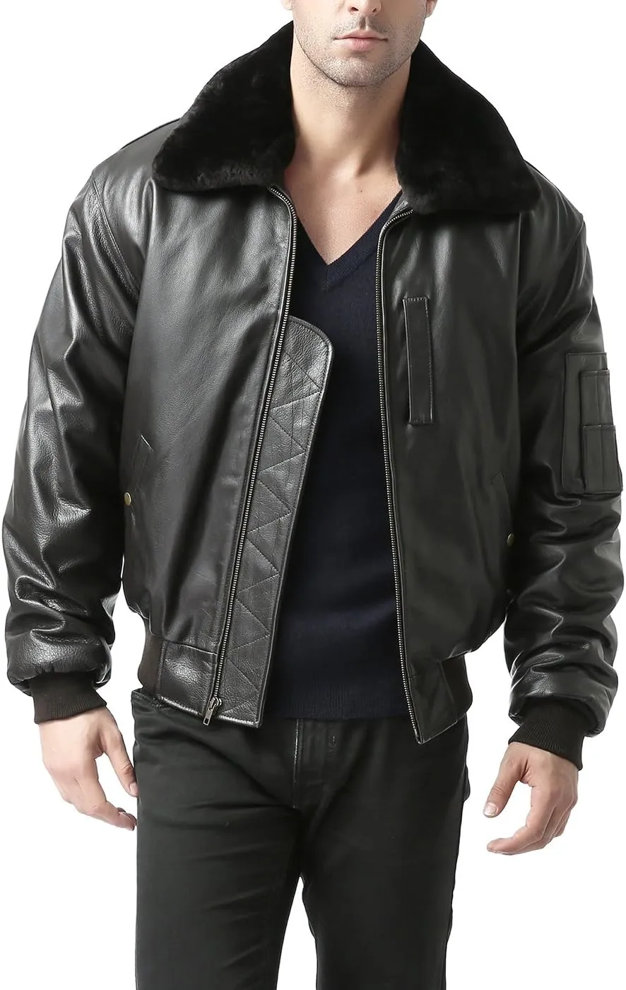 Landing Leathers Men Air Force B-15 Leather Flight Bomber Jacket (Also available in Big & Tall)