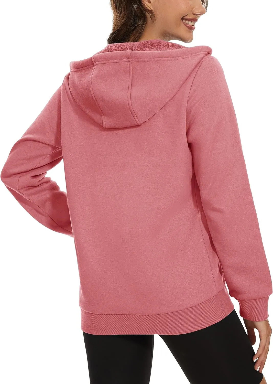 MAGCOMSEN Women's Fleece Lined Zip Up Hoodies Casual Hooded Jacket Workout Full Zip Sweatshirts Pocket Coats