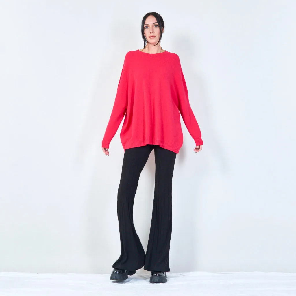 Oversized crew neck knit sweater wholesale