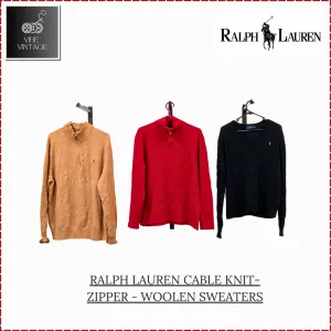 RALPH LAUREN CABLE KNIT - ZIPPER - WOOLEN SWEATERS - 14 PCS
