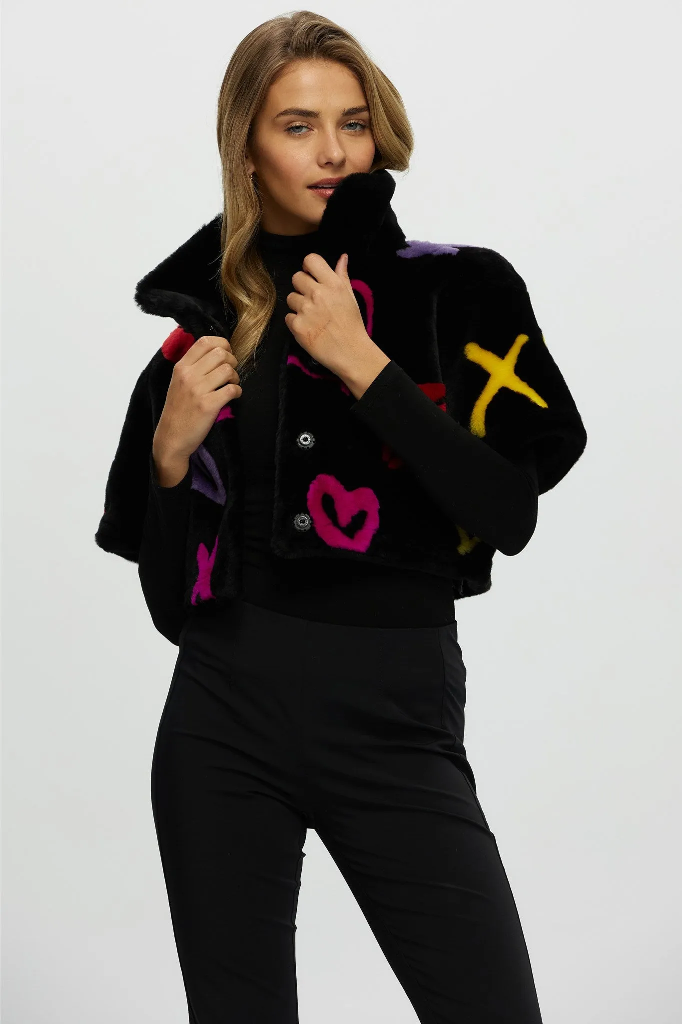 Reversible Shearling Lamb Bolero with Cropped Sleeves