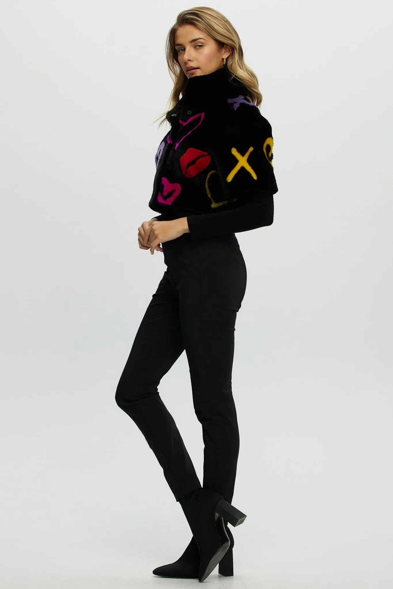 Reversible Shearling Lamb Bolero with Cropped Sleeves