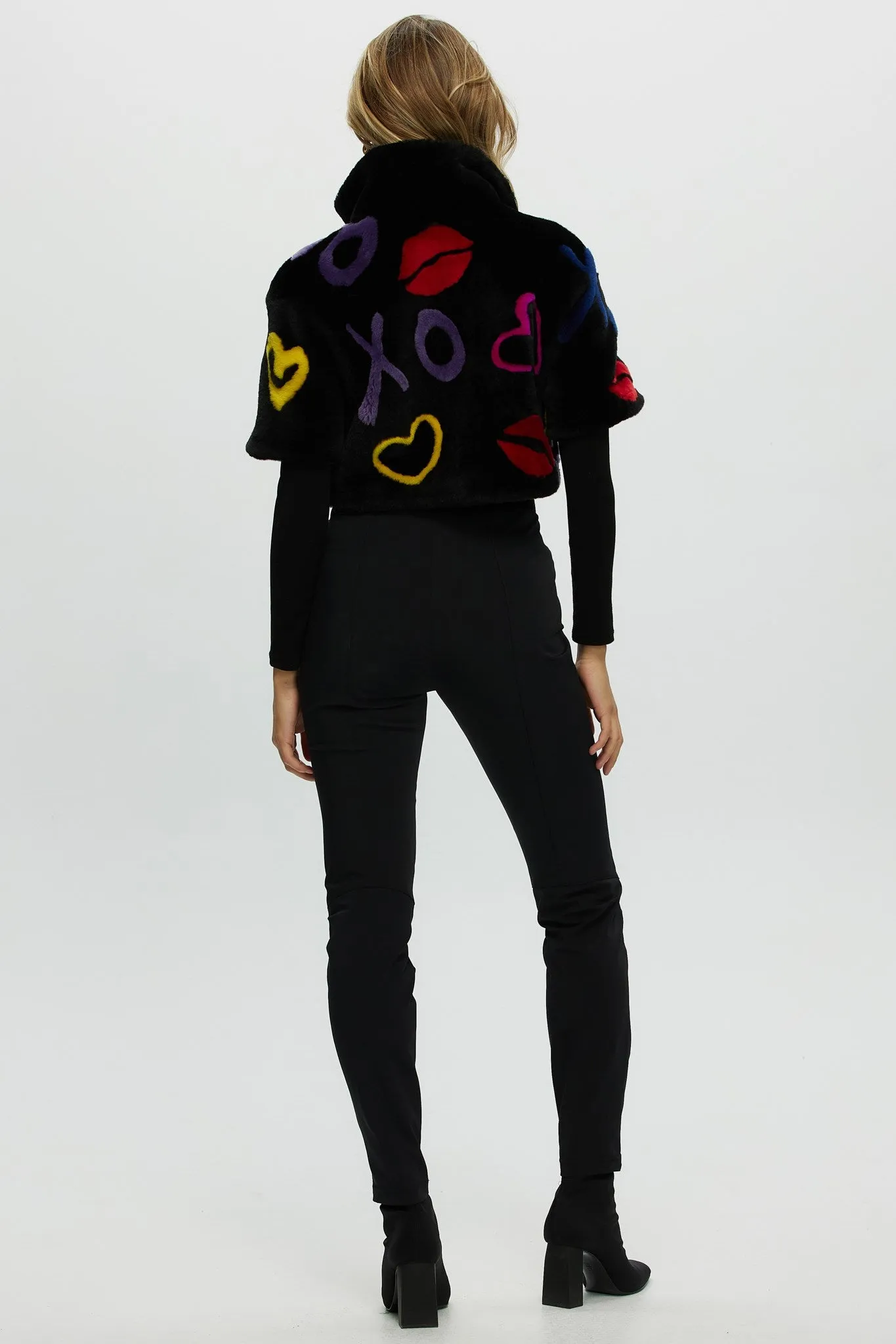 Reversible Shearling Lamb Bolero with Cropped Sleeves