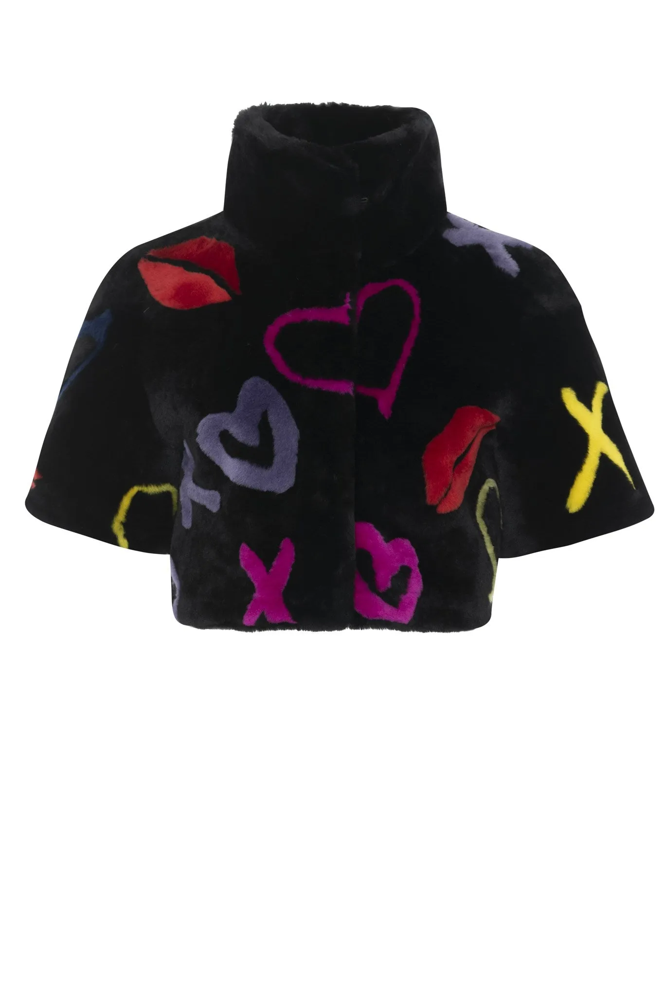 Reversible Shearling Lamb Bolero with Cropped Sleeves