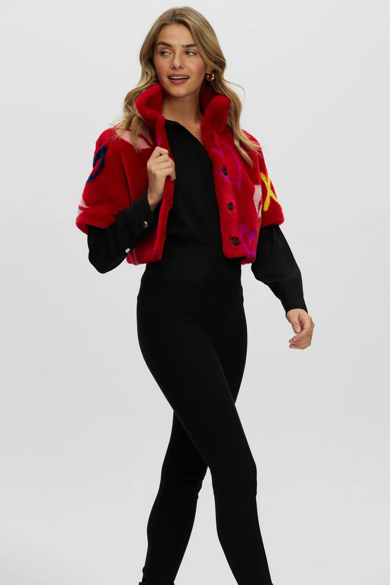 Reversible Shearling Lamb Bolero with Cropped Sleeves