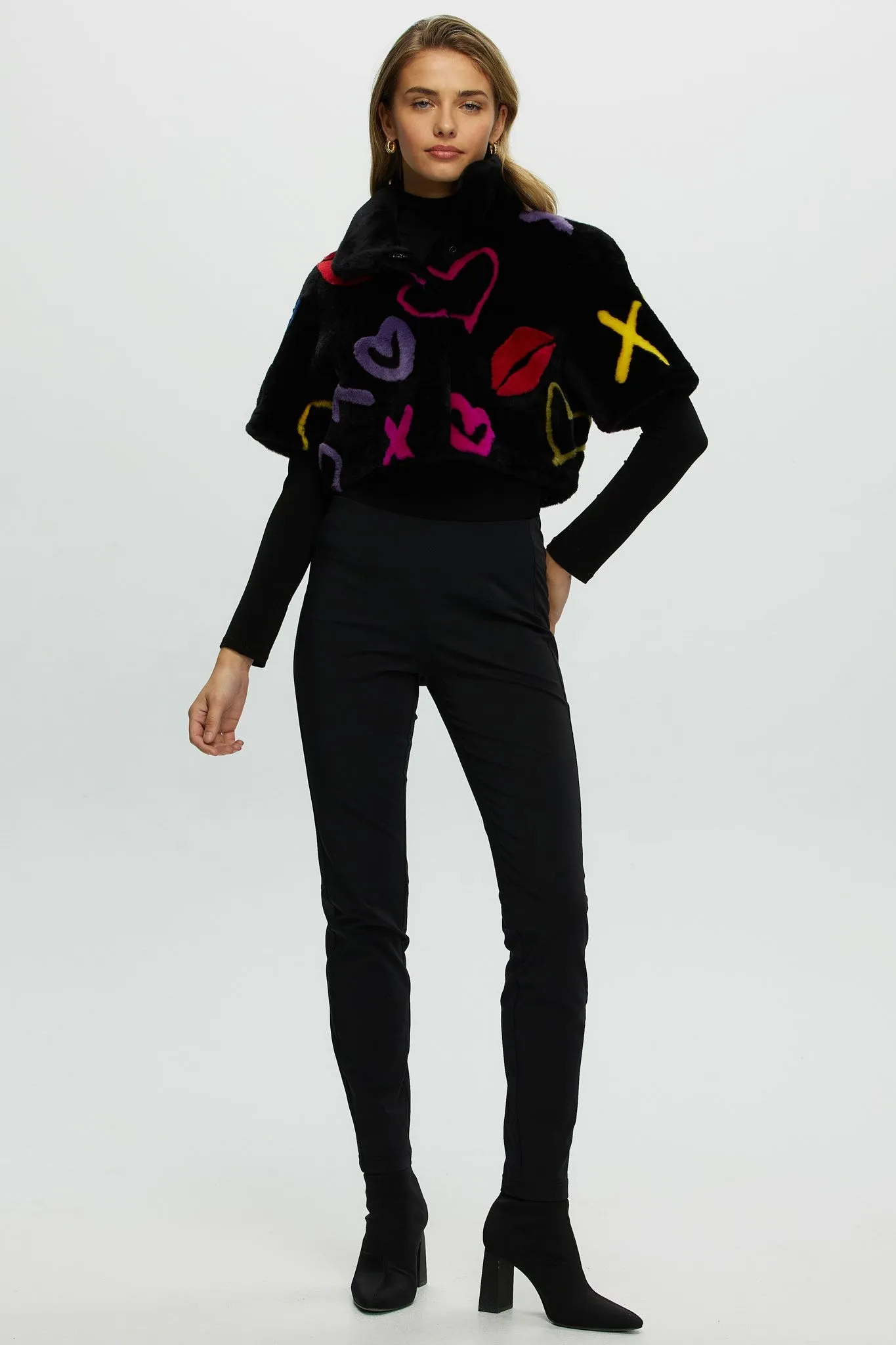 Reversible Shearling Lamb Bolero with Cropped Sleeves