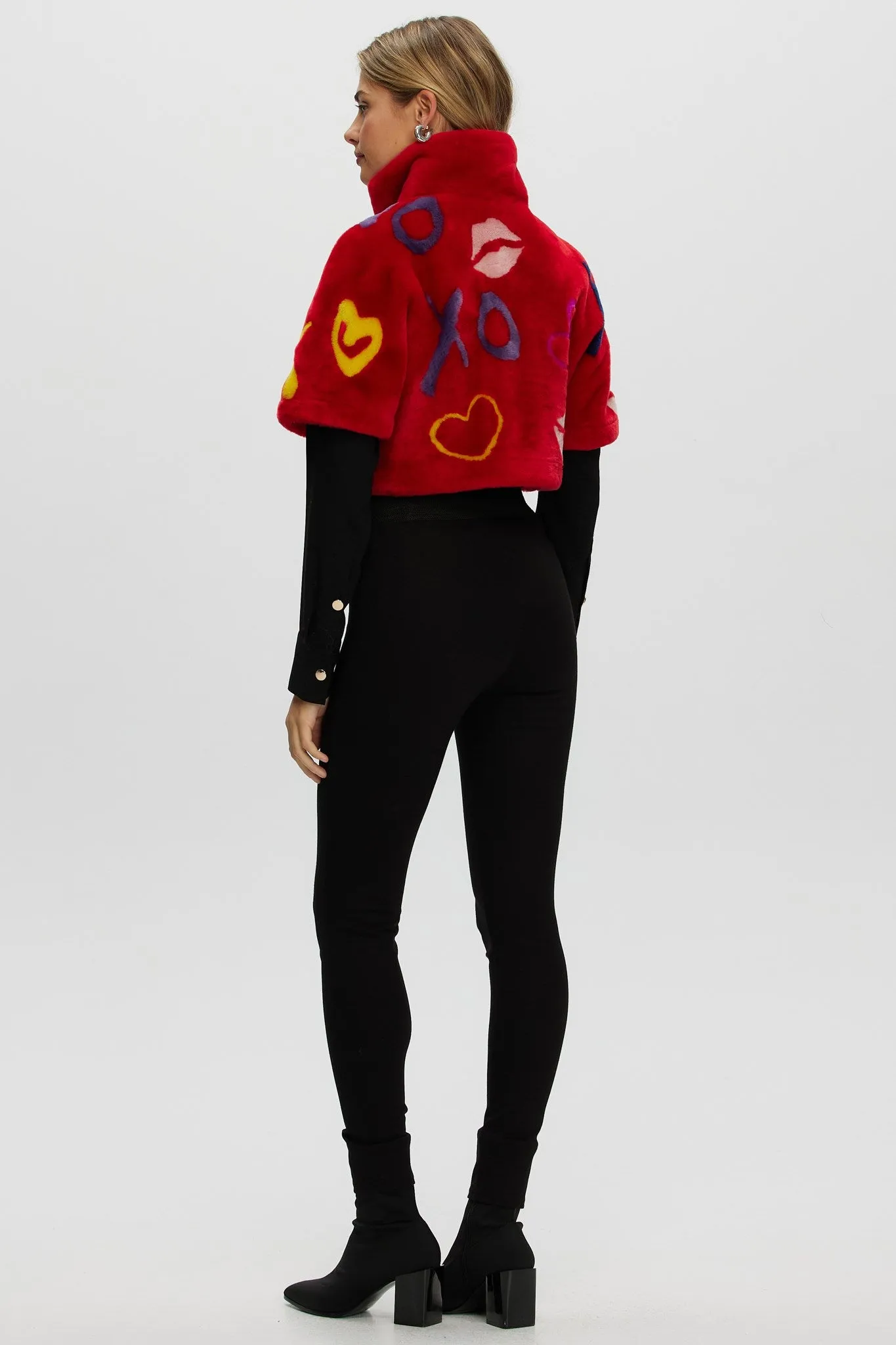 Reversible Shearling Lamb Bolero with Cropped Sleeves