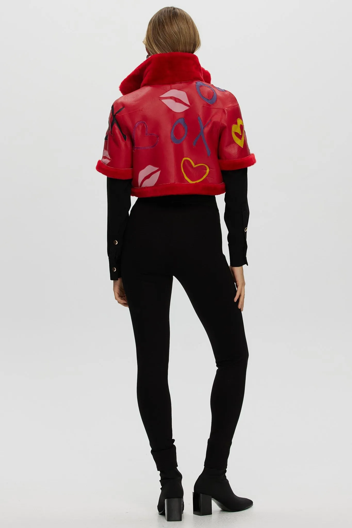 Reversible Shearling Lamb Bolero with Cropped Sleeves