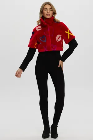 Reversible Shearling Lamb Bolero with Cropped Sleeves