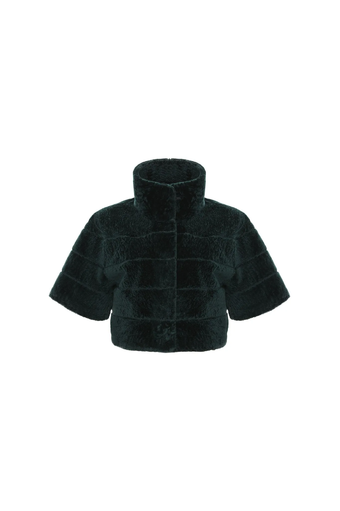 Reversible Textured Shearling Lamb Bolero with Cropped Sleeves