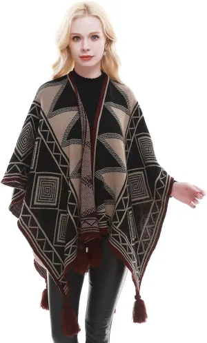 RIIQIICHY Pashmina Shawl Wraps and Capes for Women Winter Warm Poncho for Cold Weather