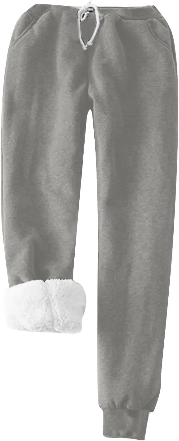 Women Sherpa Fleece Lined Sweatsuit with Pants Sets Winter Warm Crewneck Tops Joggers 2 Piece Outfit Tracksuits